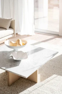 Brooksville Soffbord Kvadrat |  Vit Marmor / Brun Ek