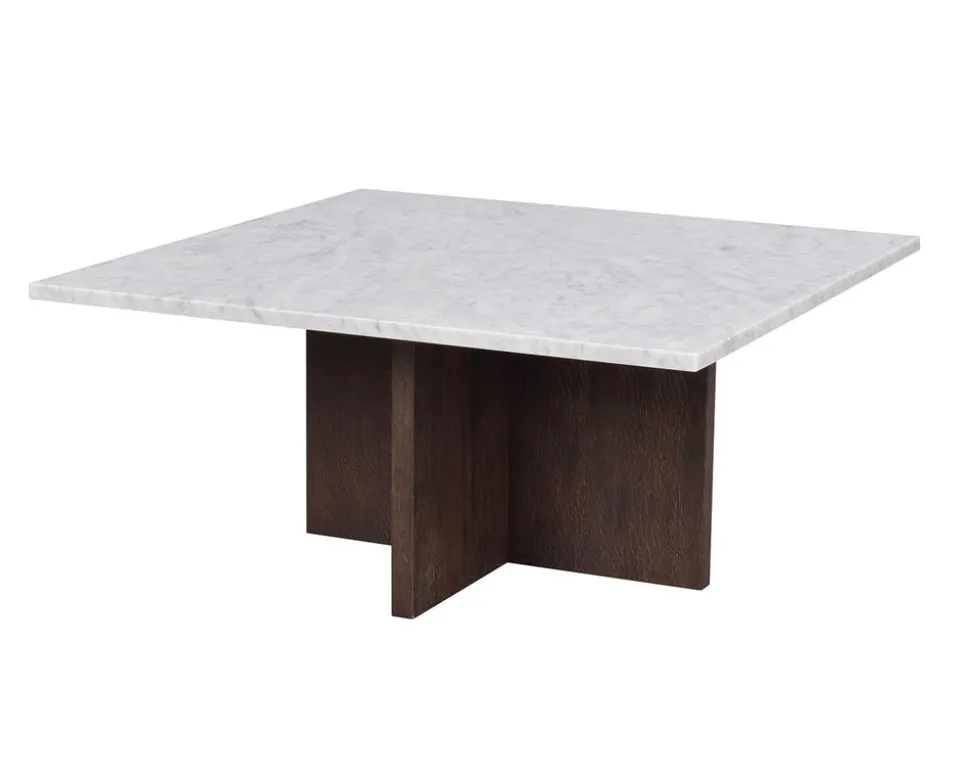 Brooksville Soffbord Kvadrat | Vit Marmor / Brun Ek