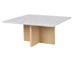 Brooksville Soffbord Kvadrat | Vit Marmor / Vitpigm. Ek