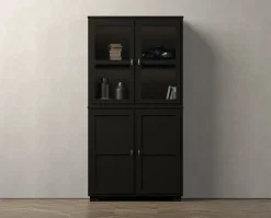 Camden Vitrinskåp 2+2 Glas / Dörrar | Svart