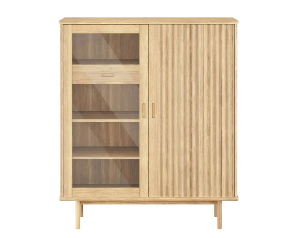 CASØ 330 Highboard | Trä-/Glasdörr | Naturoljad Ek