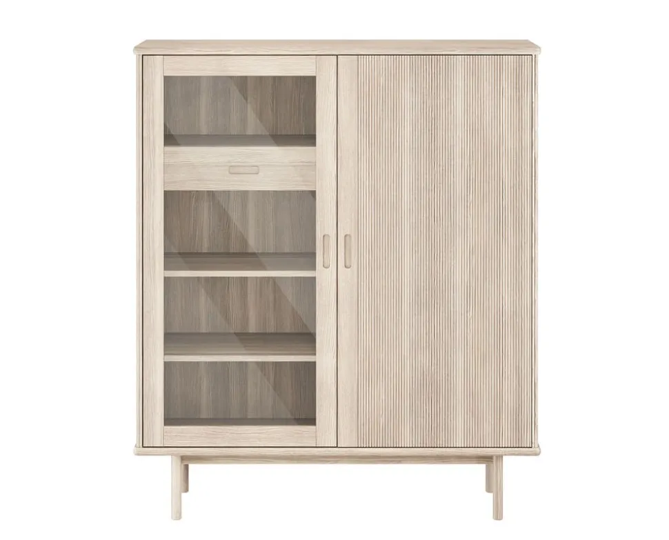 CASØ 330 Highboard | Trä-/Glasdörr | Vitoljad Ek