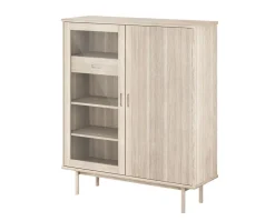 CASØ 330 Highboard | Trä-/Glasdörr | Vitoljad Ek