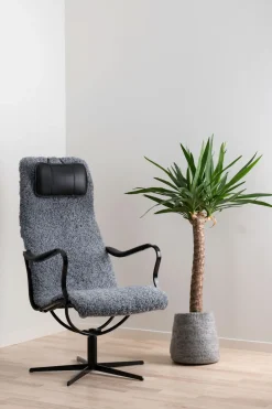 Chic Fåtölj med Pall | Metall, Fårskinn