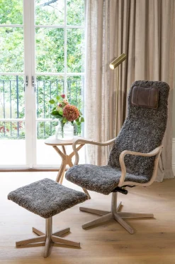 Chic Fåtölj med Pall | Metall, Läder