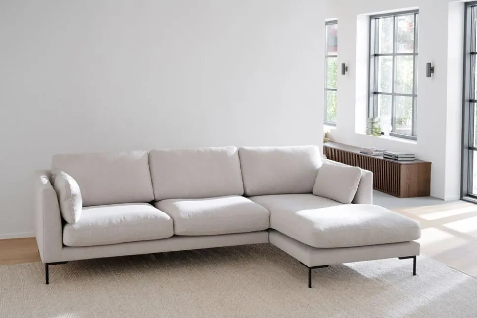Corwin Divansoffa m Schäslong H | Tyg Rita 1 Ljusbeige