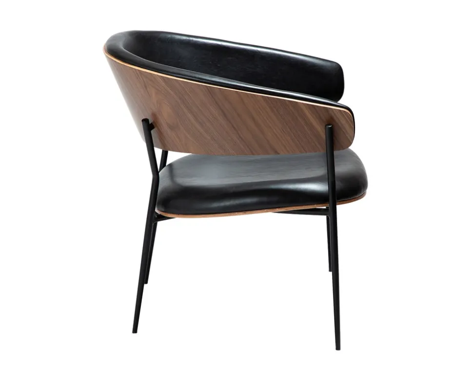 Crib Loungestol | Vintage Black konstläder | Valnöt