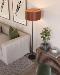 Cylinder Golvlampa Läder | 42 cm | Chocolate