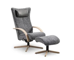 Delta Motion Wood Fåtölj med Pall | Original | Fårskinn
