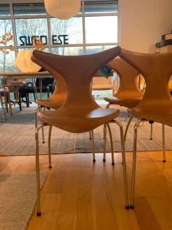 Dolphin Stol | Brunt läder, Krom