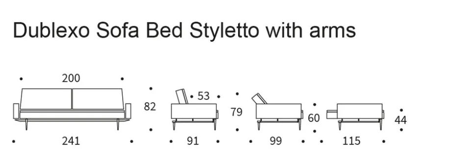 Dublexo Bäddsoffa m armstöd | Svarta Stylettoben