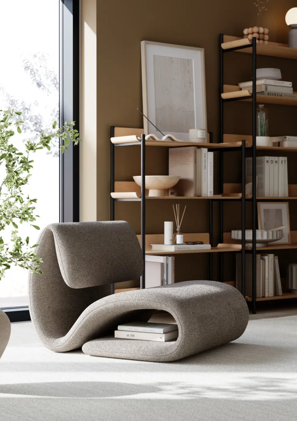 Dubna Loungestol | RPES Frosted Almond Bouclé