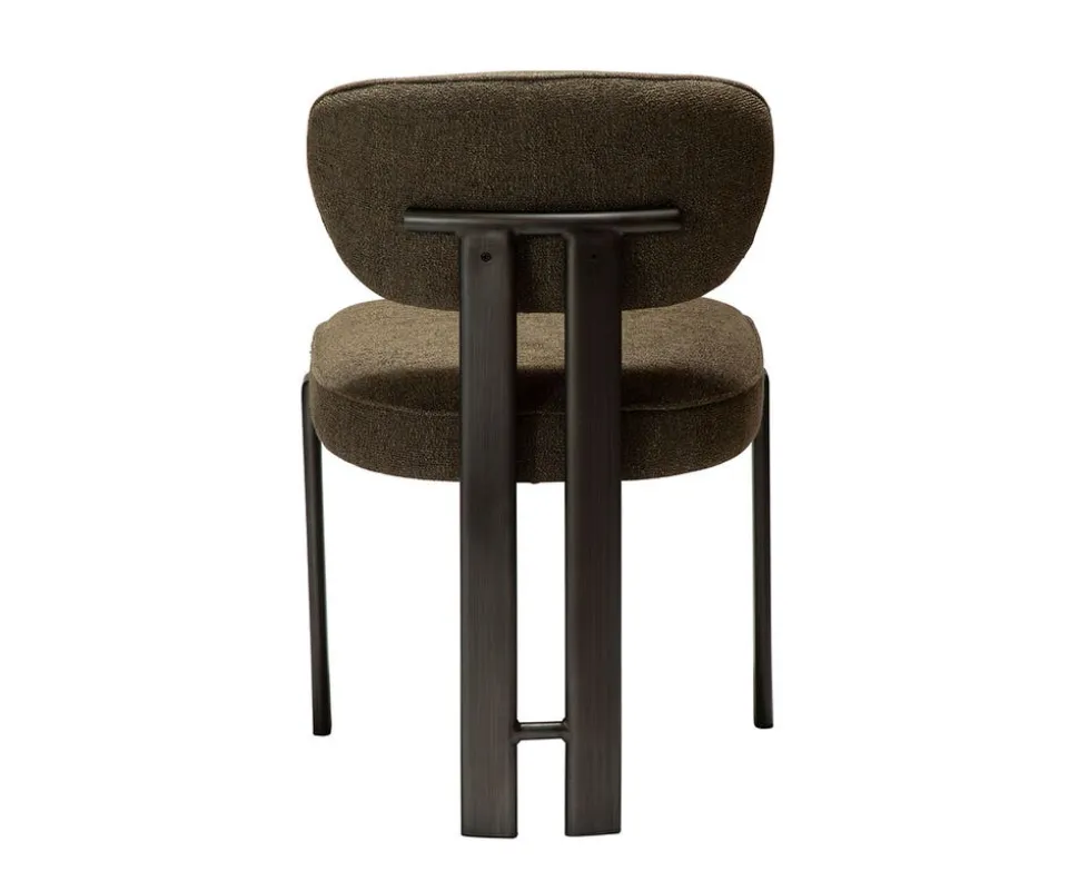 Duct Stol | Dark Olive Bouclé/Antique Pewter