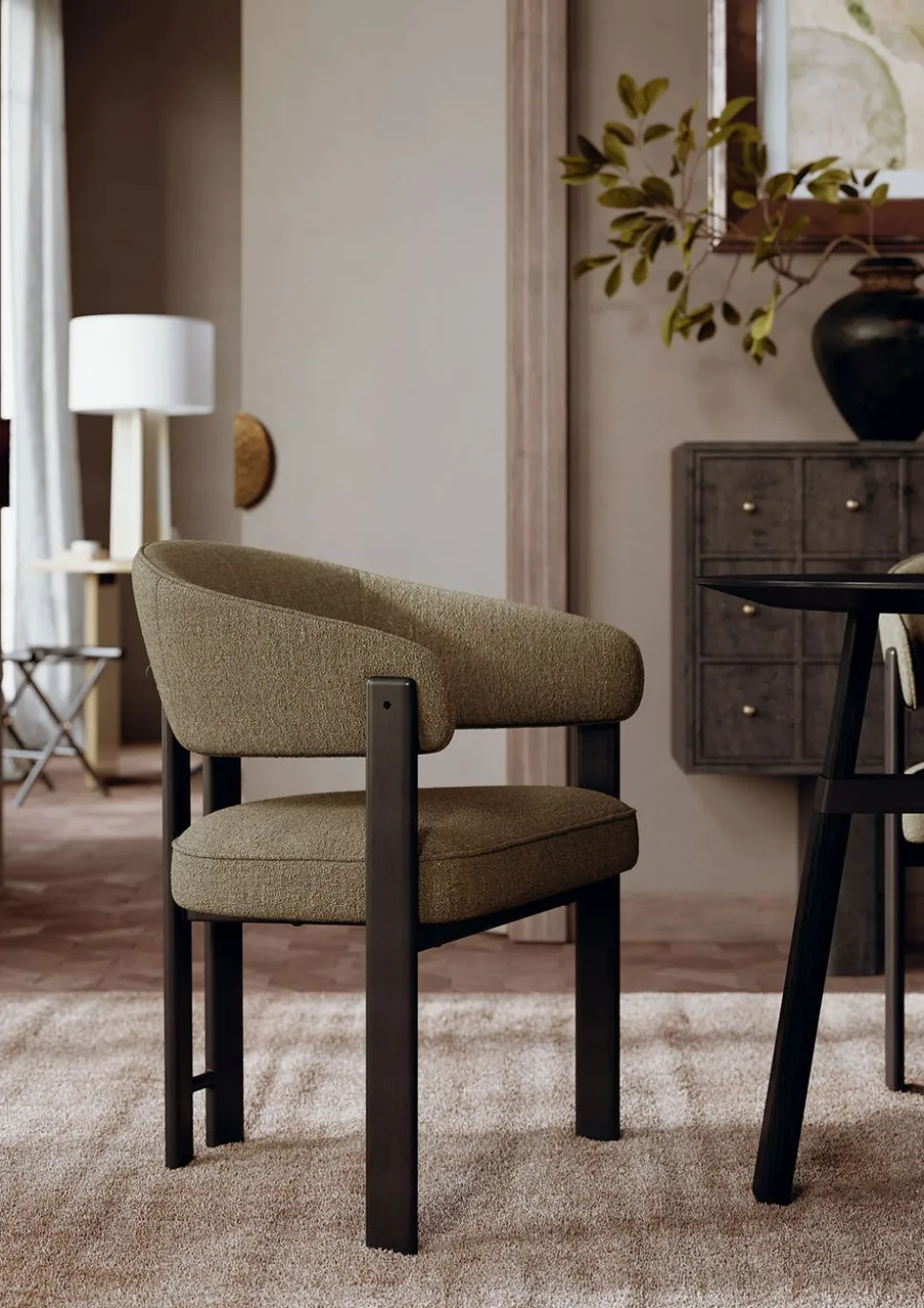 Duct Stol | Simply Beige Bouclé/Antique Brass