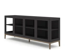 Edge 2.0 Vitrinskåp | 4 Dörrar, 1-Sektion, Black/ Burned Walnut