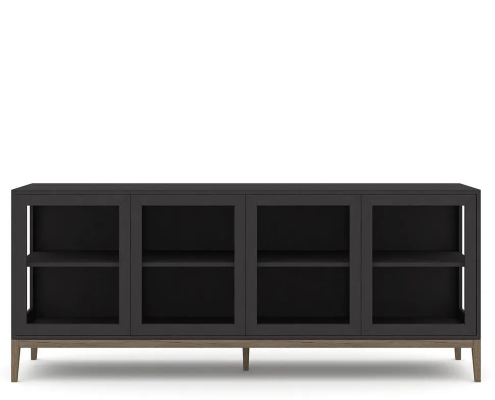 Edge 2.0 Vitrinskåp | 4 Dörrar, 1-Sektion, Black/ Burned Walnut