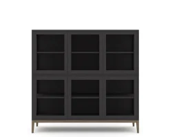 Edge 2.0 Vitrinskåp | 3 Dörrar, 2-Sektioner, Black/ Burned Walnut