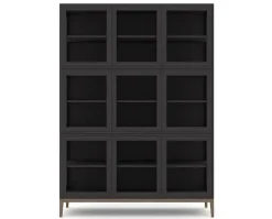 Edge 2.0 Vitrinskåp | 3 Dörrar, 3-Sektioner, Black/ Burned Walnut