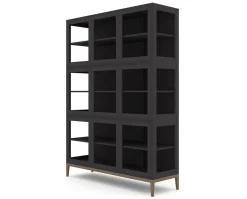Edge 2.0 Vitrinskåp | 3 Dörrar, 3-Sektioner, Black/ Burned Walnut