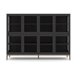 Edge 2.0 Vitrinskåp | 4 Dörrar, 2-Sektioner, Black/ Burned Walnut