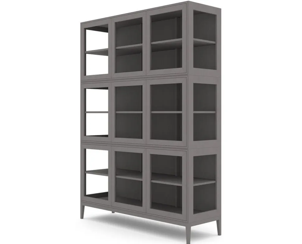 Edge 2.0 Vitrinskåp | 3 Dörrar, 3-Sektioner, Grey