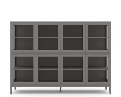 Edge 2.0 Vitrinskåp | 4 Dörrar, 2-Sektioner, Grey