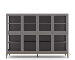 Edge 2.0 Vitrinskåp | 4 Dörrar, 2-Sektioner, Grey/ Burned Walnut