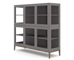 Edge 2.0 Vitrinskåp | 3 Dörrar, 2-Sektioner, Grey/ Burned Walnut