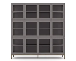 Edge 2.0 Vitrinskåp | 4 Dörrar, 3-Sektioner, Grey/ Burned Walnut