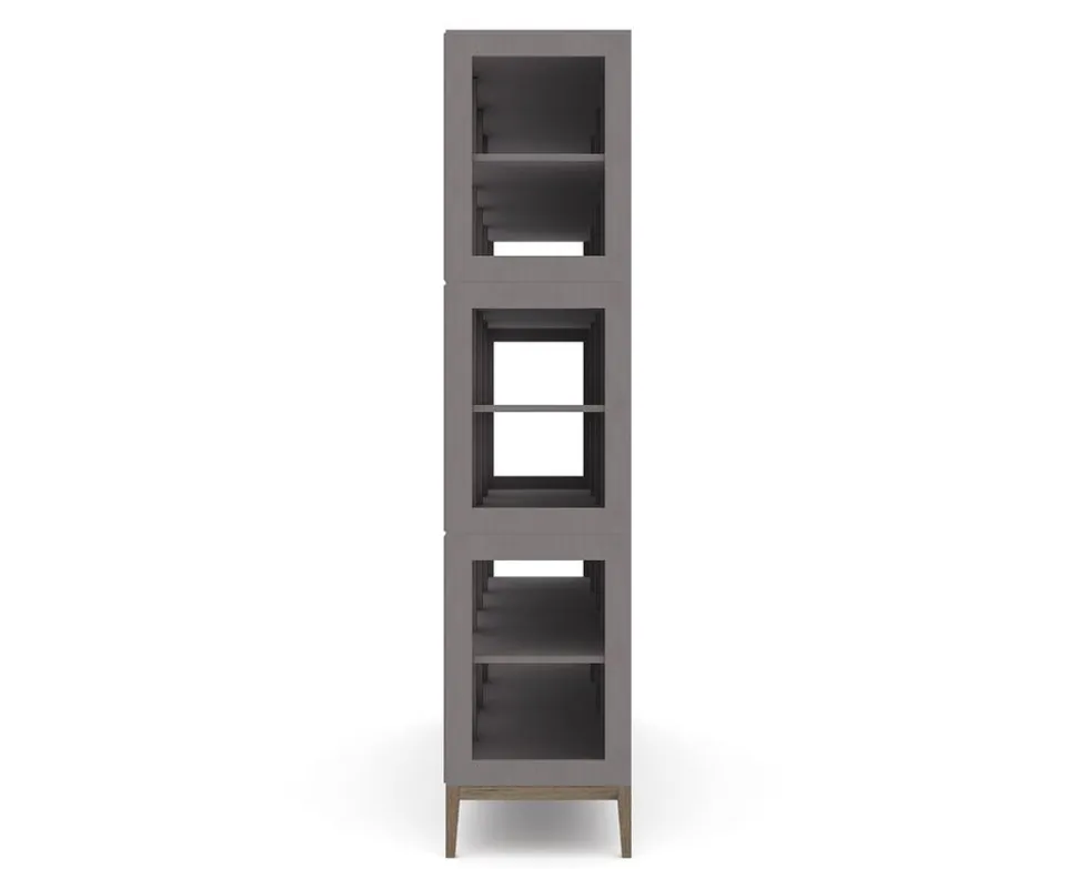 Edge 2.0 Vitrinskåp | 4 Dörrar, 3-Sektioner, Grey/ Burned Walnut