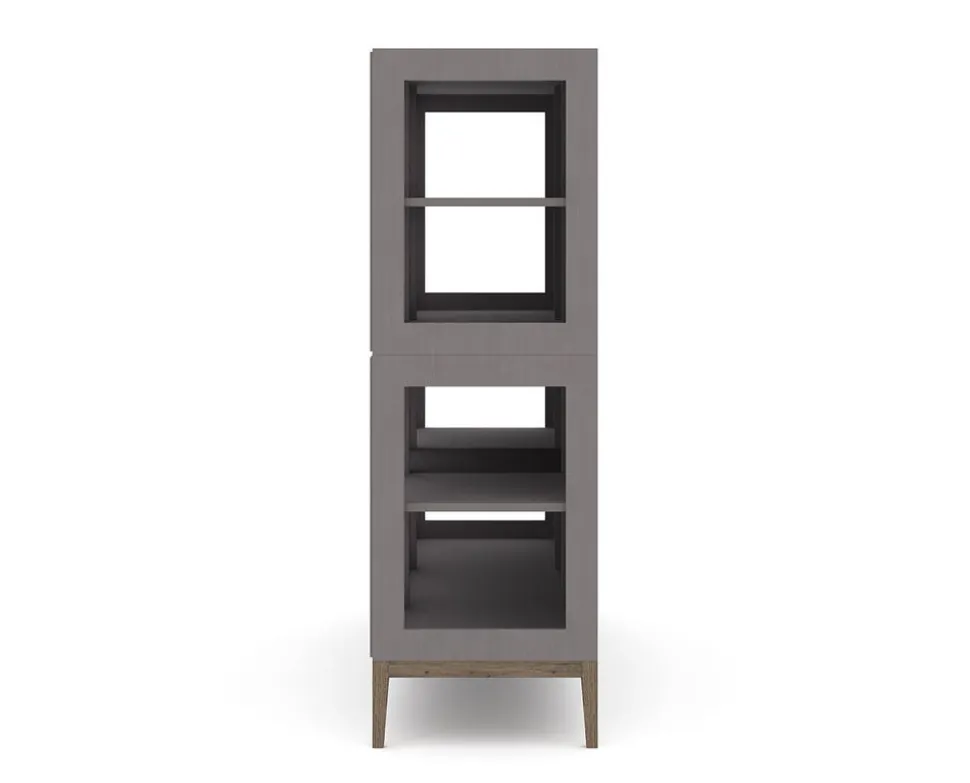 Edge 2.0 Vitrinskåp | 3 Dörrar, 2-Sektioner, Grey/ Burned Walnut