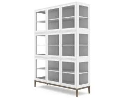 Edge 2.0 Vitrinskåp | 3 Dörrar, 3-Sektioner, White/ Burned Walnut