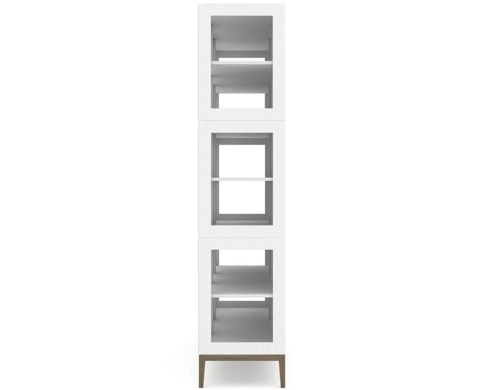 Edge 2.0 Vitrinskåp | 3 Dörrar, 3-Sektioner, White/ Burned Walnut