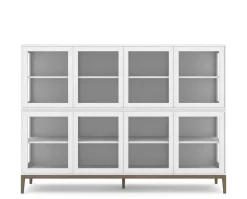 Edge 2.0 Vitrinskåp | 4 Dörrar, 2-Sektioner, White/ Burned Walnut