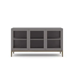 Edge 2.0 Vitrinskåp | 3 Dörrar, 1-Sektion, Grey/ Burned Walnut