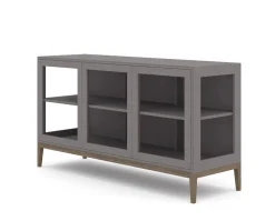 Edge 2.0 Vitrinskåp | 3 Dörrar, 1-Sektion, Grey/ Burned Walnut