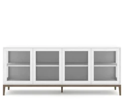 Edge 2.0 Vitrinskåp | 4 Dörrar, 1-Sektion, White/ Burned Walnut