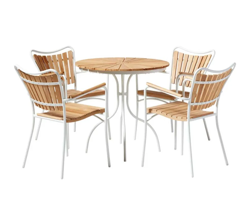 Ellen Cafébord Ø80 | Vit / Teak