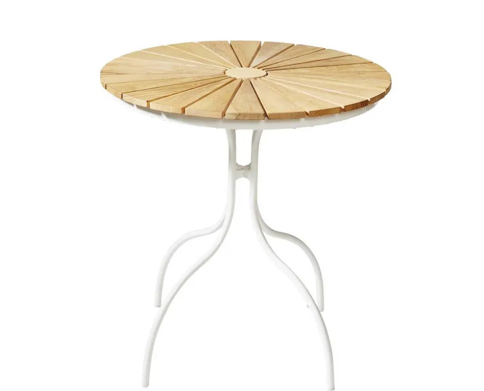 Ellen Cafébord Ø80 | Vit / Teak