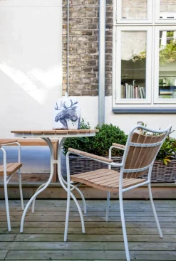 Ellen Cafébord Ø80 | Vit / Teak