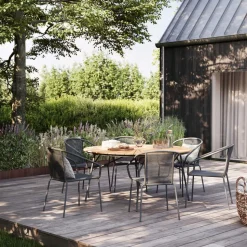 Ellen Trädgårdsbord Ø130 | Antracite/Teak