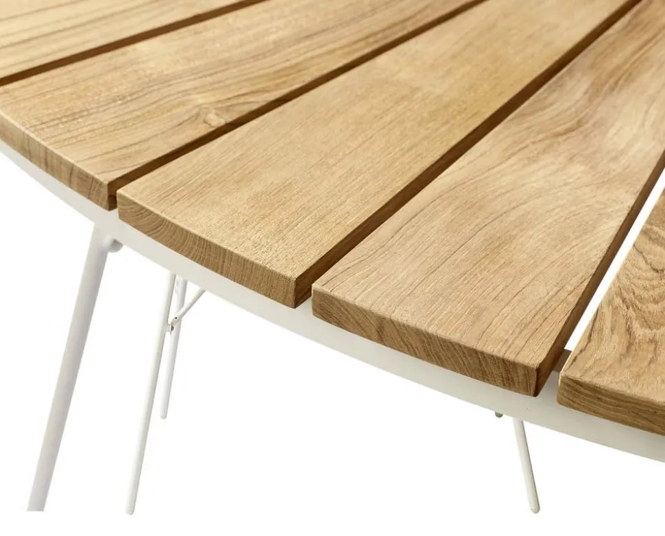 Ellen Trädgårdsbord Ø130 | Vit/Teak