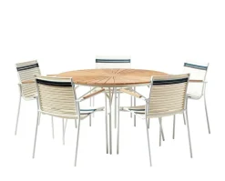 Ellen Trädgårdsbord Ø130 | Vit/Teak