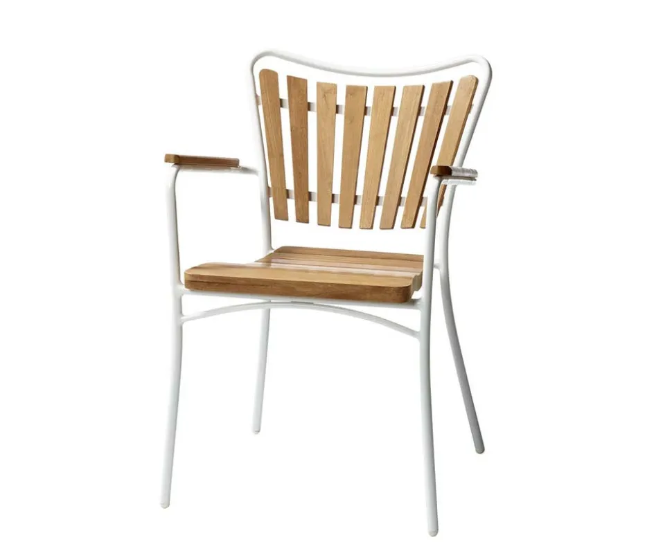 Ellen Trädgårdsstol | Vit/Teak