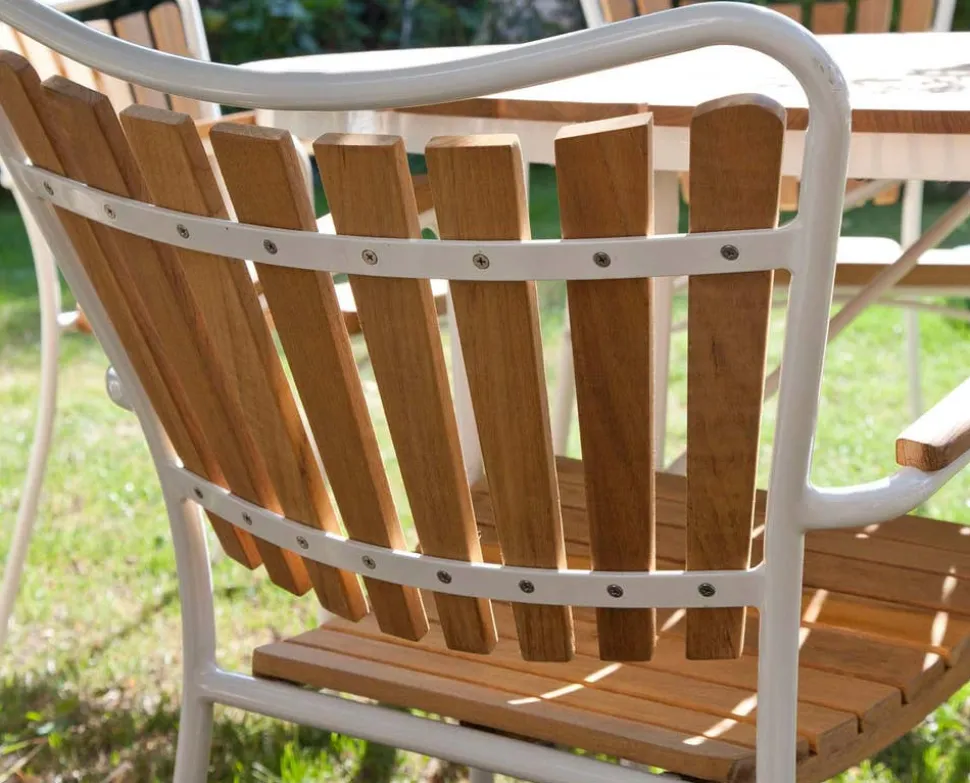 Ellen Trädgårdsstol | Vit/Teak