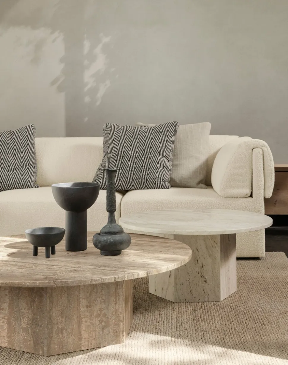 Epic Soffbord Ø80 Neutral White Travertine