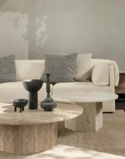 Epic Soffbord Ø60 Warm Taupe Travertine