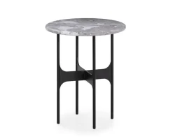 Floema Soffbord Ø40 | Runt | Grå Marmor