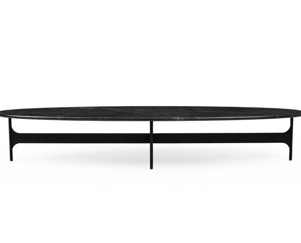 Floema Soffbord 150x50 | Ovalt | Svart Marmor