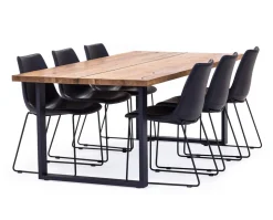 Fly Stol | Svart PU | Borstad metall